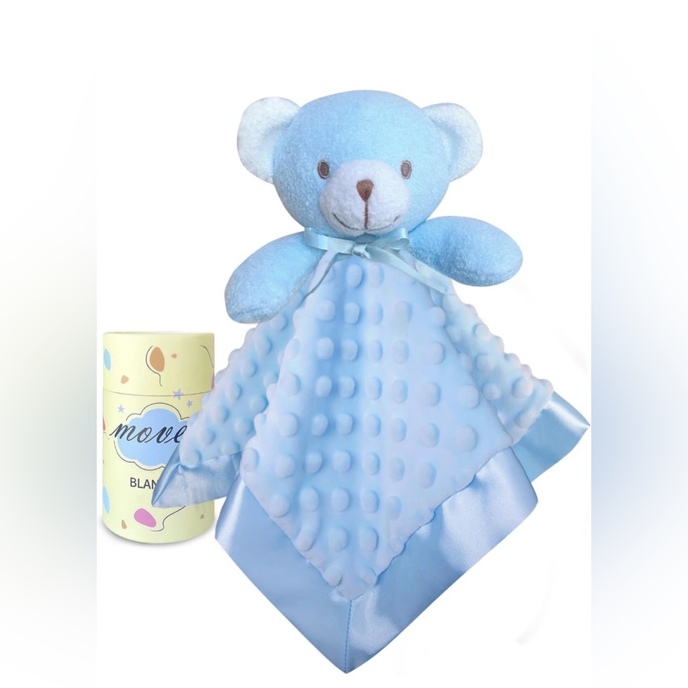 NEW Baby Newborn Security Blanket Lovey Silky Soft Minky Blue Bear 16 Inch